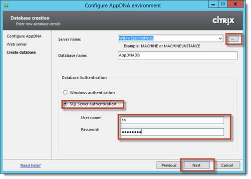 Figure 14:  AppDNA Configuration SQLServer