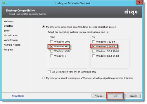 Figure 23  : AppDna Configuration Modules  Desktop Compatibility